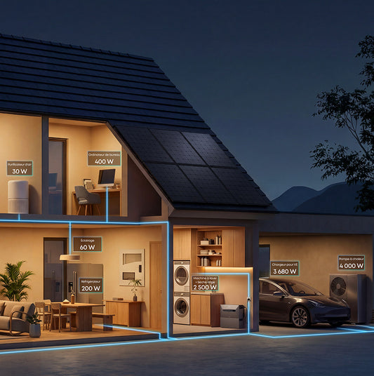 Jusqu'à 5 000 W en continu pour alimenter les appareils du foyer sur énergie solaire stockée