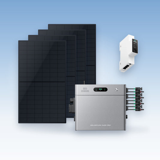 Kit solaire Zendure SolarFlow 2400 Pro : panneaux de 500 Wc, batterie et compteur intelligent Smart Meter 1CT-S (visuel indicatif)