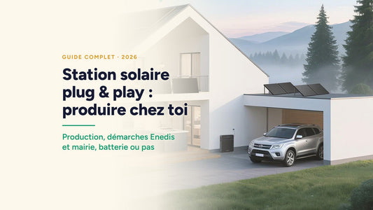 Couverture : Station solaire plug & play : produire chez toi. Production, démarches Enedis et mairie, batterie ou pas