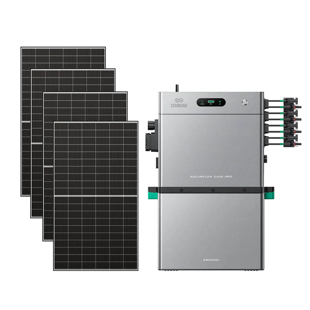 ZENDURE Solarflow 2400 PRO SolarFlow 2400 Pro (2.4 kWh) 1*AB3000L (5.28 kWh au total) 2 600 Wc (4 × 500 W)