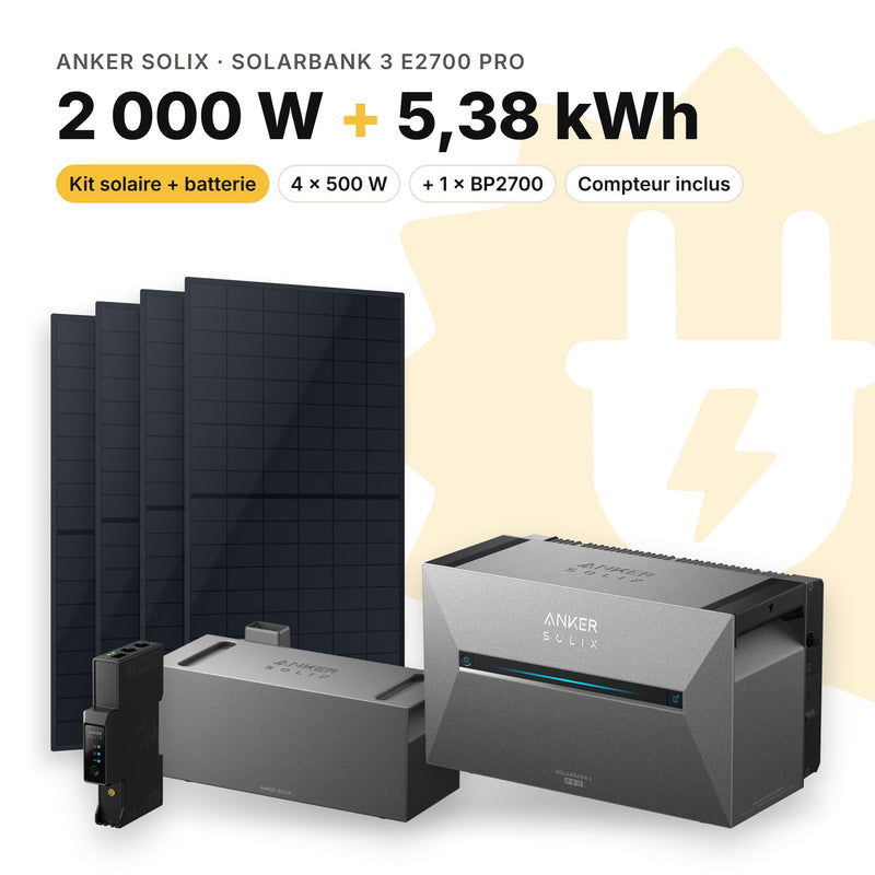 Kit 2 000 W + Anker SOLIX Solarbank 3 E2700 Pro + 1 × BP2700