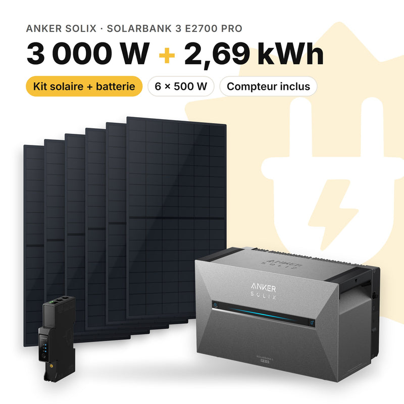 Kit 3 000 W + Anker SOLIX Solarbank 3 E2700 Pro