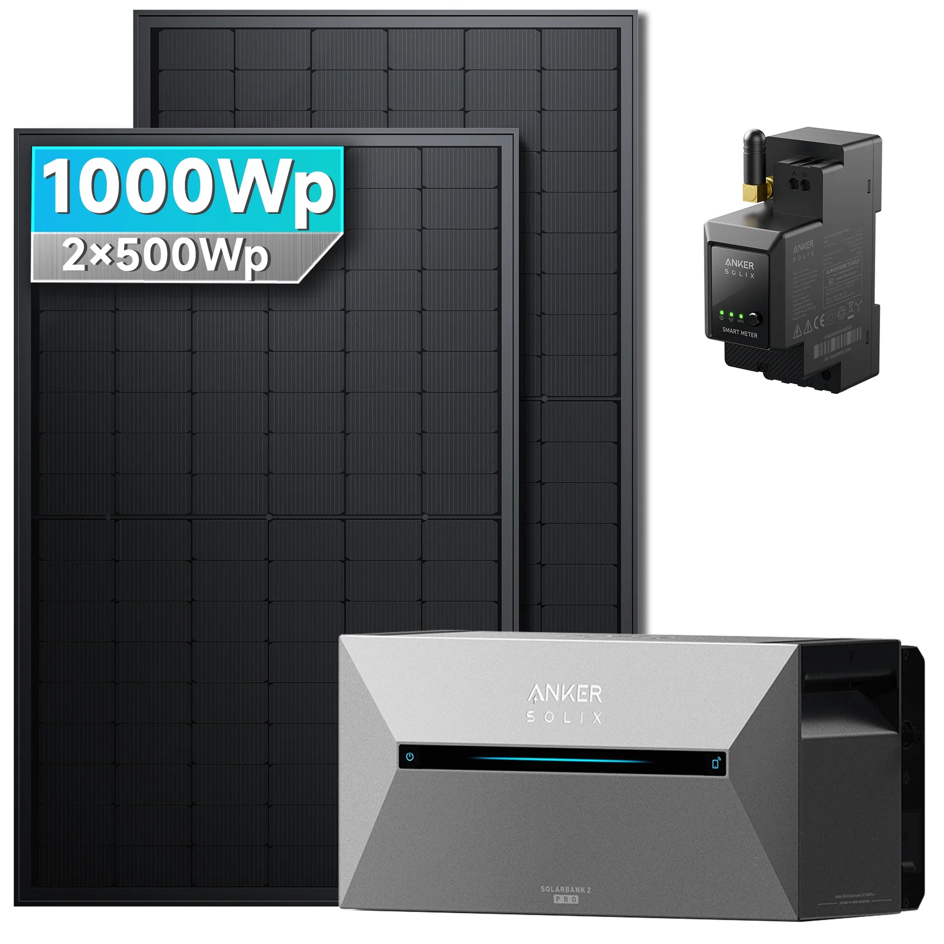 ANKER SOLIX Système de stockage d'énergie solaire Anker SOLIX Solarbank 2 E1600 Pro pour balcon, avec module solaire de 500 Wc
