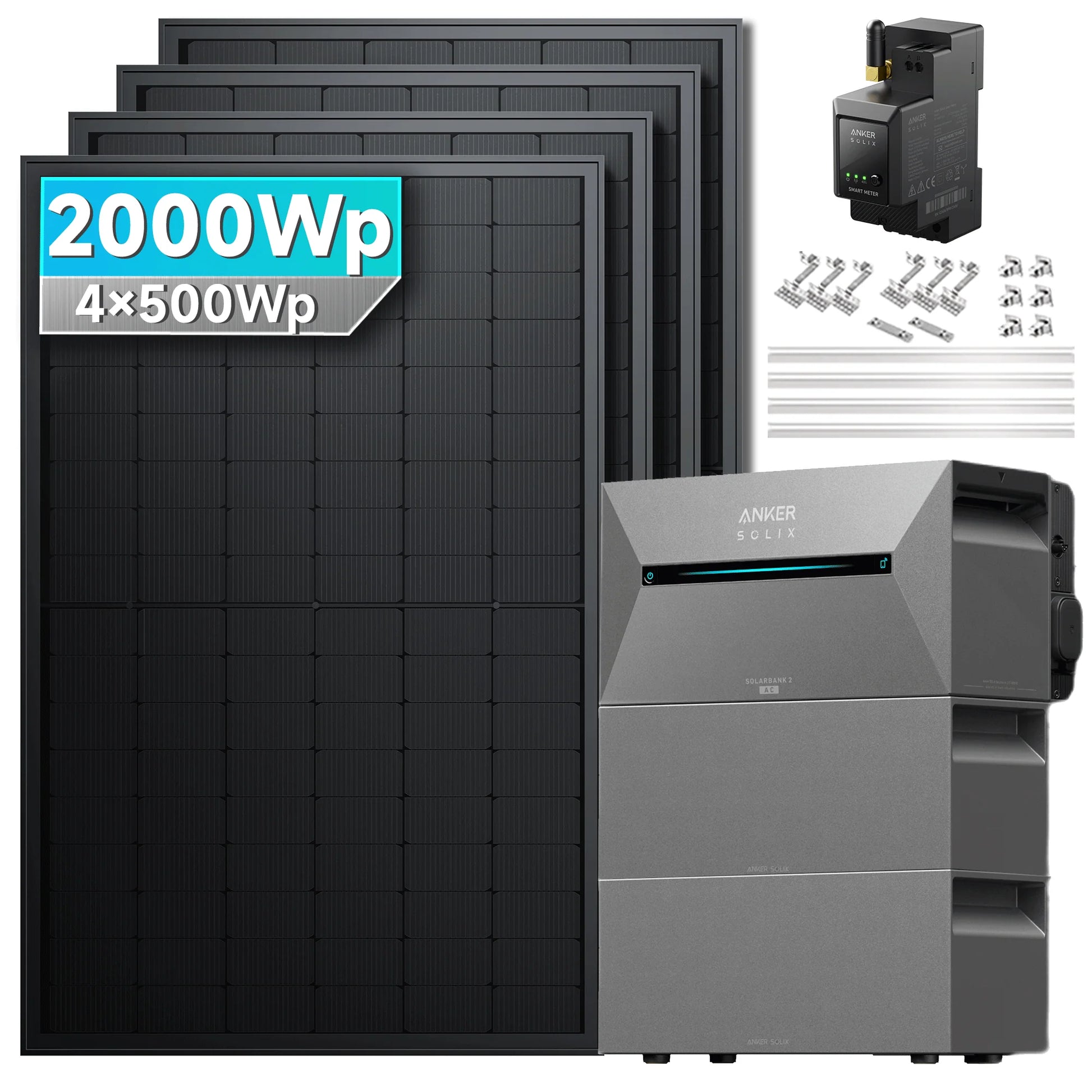 ANKER SOLIX Système de stockage d'énergie solaire Anker SOLIX Solarbank 2 E1600 Pro pour balcon, avec module solaire de 500 Wc