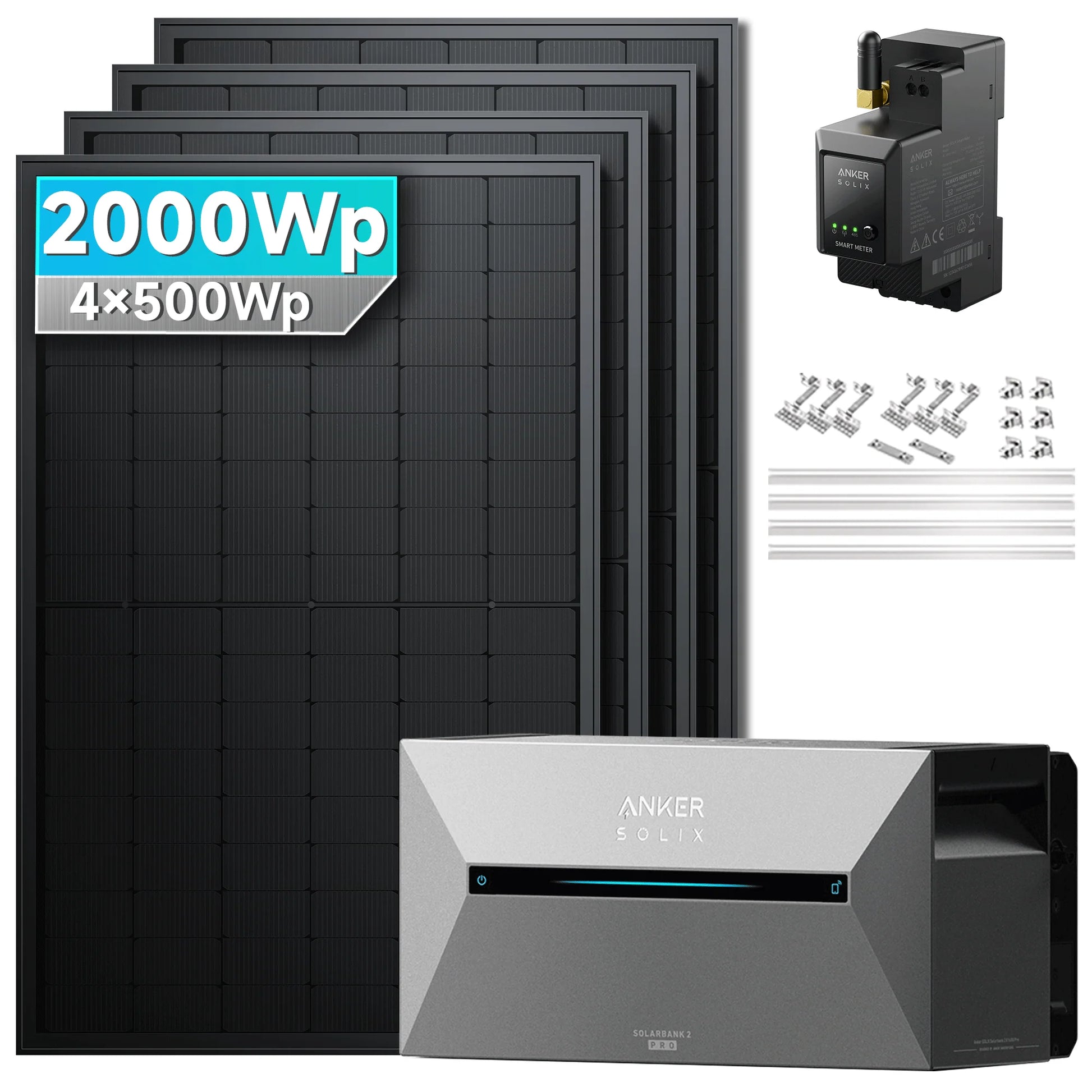 ANKER SOLIX Système de stockage d'énergie solaire Anker SOLIX Solarbank 2 E1600 Pro pour balcon, avec module solaire de 500 Wc