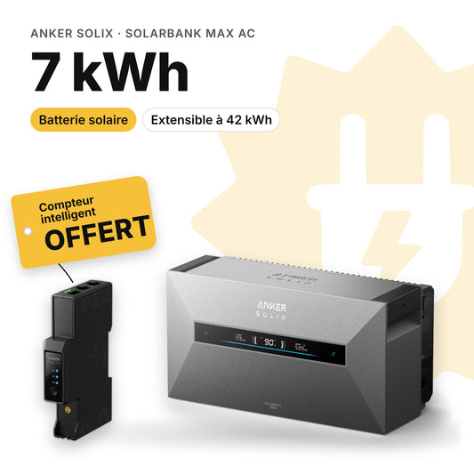 Anker SOLIX Solarbank Max AC : batterie 7 kWh, compteur intelligent Anker SOLIX Smart Meter Gen 2 offert (visuel indicatif)