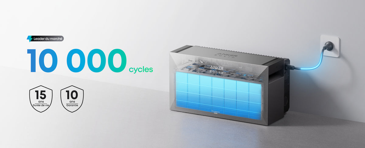 Cellules 10 000 cycles : 15 ans de durée de vie annoncée et 10 ans de garantie